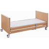 Image of K-Dee Classic Single electric hospital bed with beech wood grain head and foot ends