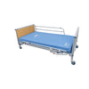 Image of K-Dee II king single electric bed with optional side rails and mattress, three-quarter view