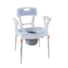 Image of King bedside commode chair white with bucket fitted under the seat