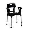 Image of King shower chair with cutout black front view