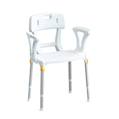 King shower seat with backrest and armrests in white