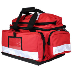 Large red softpack trauma first aid kit bag with reflective strips