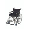 Image of Lightweight aluminium wheelchair angled view showing hand rims and swing away footrests