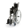 Image of Lightweight aluminium folding wheelchair with half-folding backrest folded down