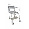 Image of Mobile shower commode with flip-up hand grips, open front seat and slide-out footplate