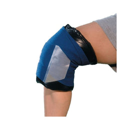 Nu-stimwrap elastic wrap holding cold pack on knee