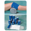 Image of Nu-stimwrap reusable elastic wrap rolls and leg in use