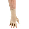 Image of open finger oedema glove wrist length compression glove back of hand