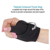 Image of padded contoured thumb strap wraps the base of the thumb for cmc joint support