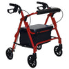 Image of Red heavy duty low seat rollator walker with 6 inch wheels and locking hand brakes