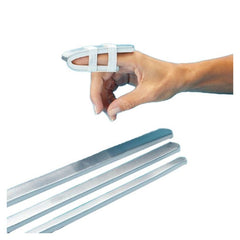 Rolyan aluminium finger splint foam padded strips shaped on a finger