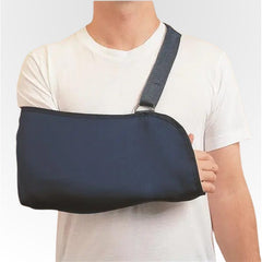 Rolyan envelope arm sling with padded neck strap worn on the arm