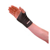 Image of Rolyan fabrifoam carpalgard wrist support black anchored around the thumb