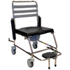 Image of Shower commode chair with the drop down armrest lowered for side transfers