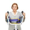 Image of Woman using the Cobalt Standing Sling on a standing hoist, front view