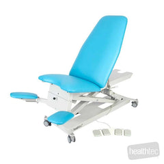 SX gynae examination chair electric locking castors front view mid height