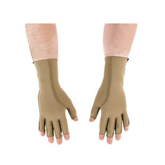 Therapeutic compression gloves open finger pair, back of hands