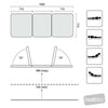 Image of three section examination table height and backrest positions