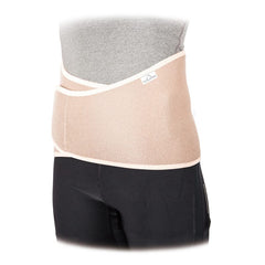 vulkan back support brace in beige worn around the lower back