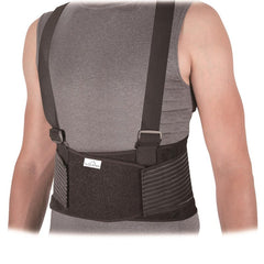Vulkan industrial back support black with shoulder straps worn on the lower back