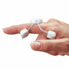 Image of white pip finger extension splint with adjustable wires worn on the hand