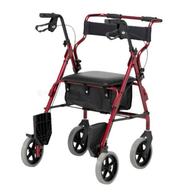 2-in-1 Walker Transport Chair Combination Red
