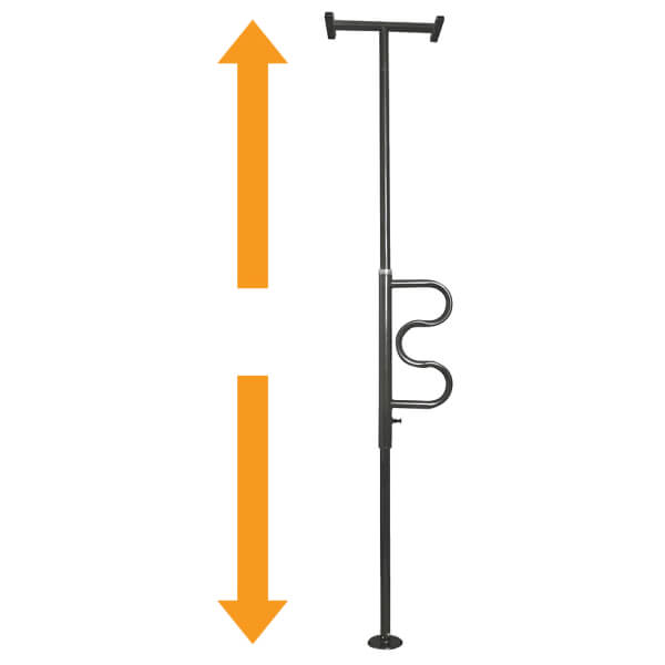 Ceiling to Floor Grab Bar with Curved Handle Adjustable