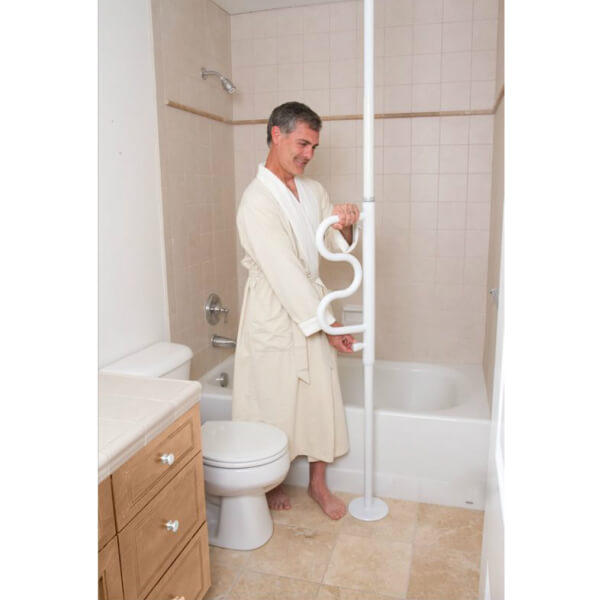Ceiling to Floor Grab Bar with Curved Handle Man In Shower