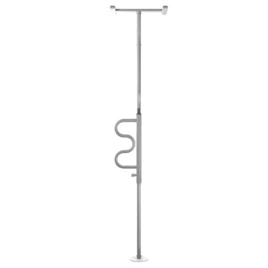 Ceiling to Floor Grab Bar with Curved Handle White