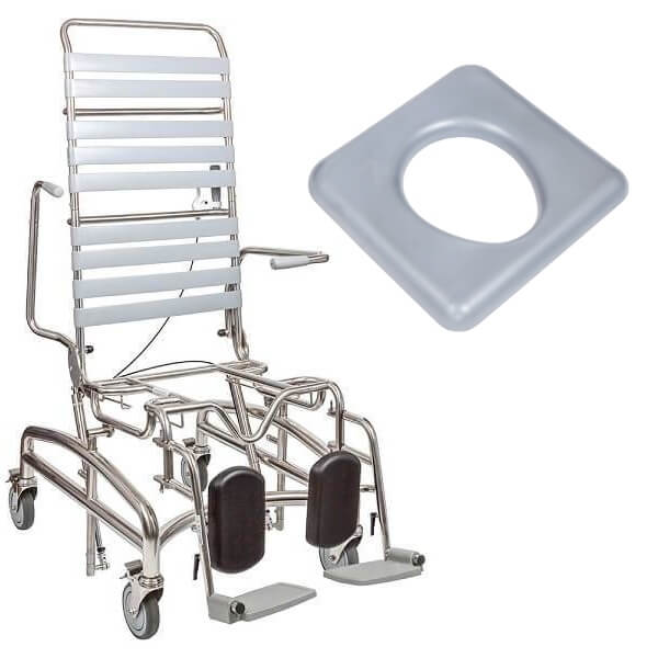 JUVO Bariatric Tilt in Space Stainless Steel Shower Commode with Closed Front PU Seat