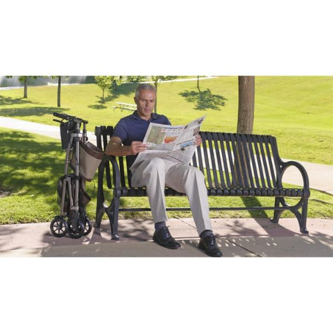 Lightweight Travel Rollator with Seat Folded