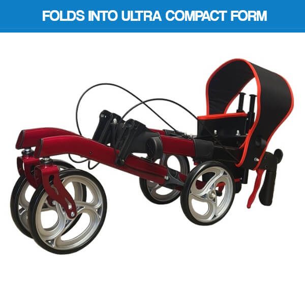 PQUIP Compact Portable Outdoor Rollator PAB350 Folded into Compact Form