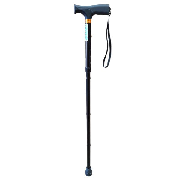 PQUIP Folding T Shape Handle Cane Black