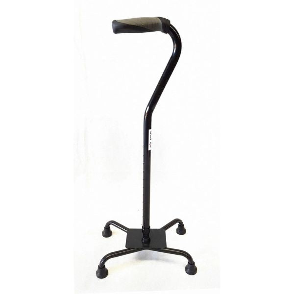 PQUIP Quad Tip Large Cane With TPR Handle Chrome Left