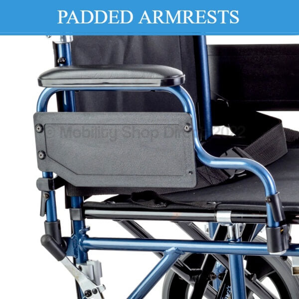 Shopper 12 Attendant Propelled Wheelchair 22 Inch Padded Armrests