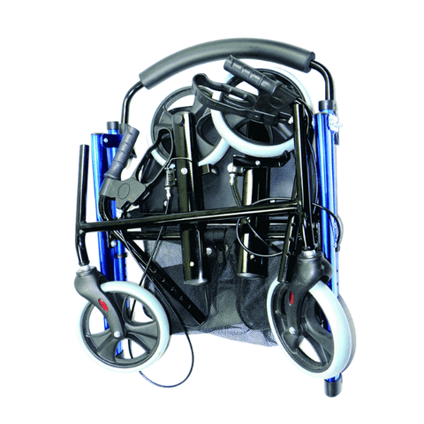 Slim Adjustable 8" Wheel Travel Rollator Blue Compact