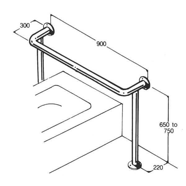 Stainless Steel Bath Rail 32mm AC0600