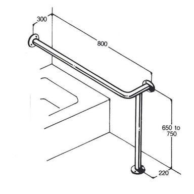 Stainless Steel Bath Rail 32mm AC0610