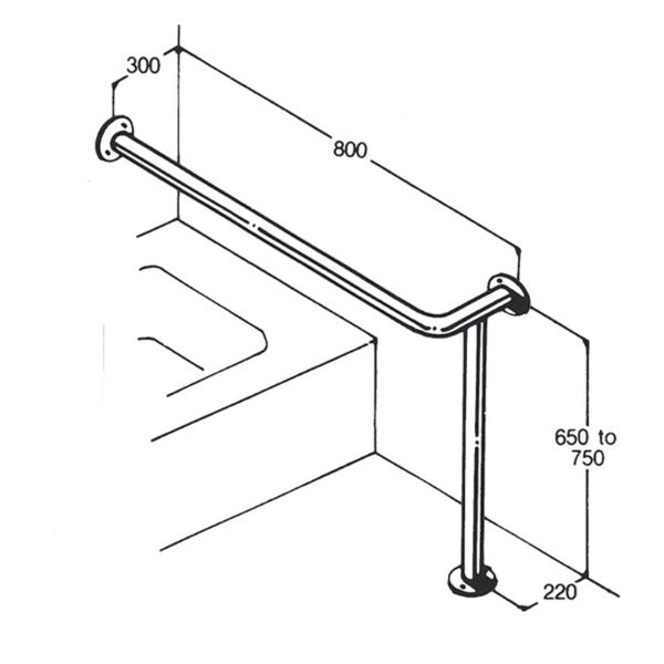 Stainless Steel Bath Rail 32mm AC0610