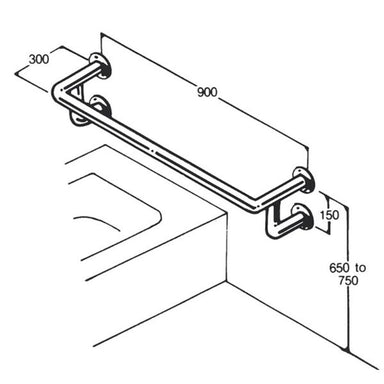 Stainless Steel Bath Rail 32mm AC0630