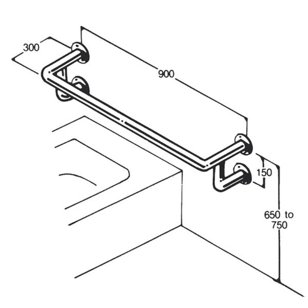 Stainless Steel Bath Rail 32mm AC0630