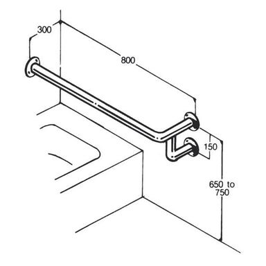 Stainless Steel Bath Rail 32mm AC0640