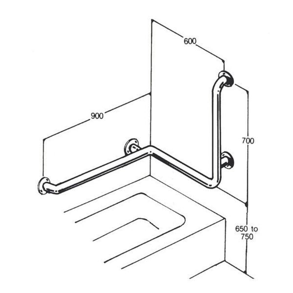 Stainless Steel Bath Rail 32mm AC0660