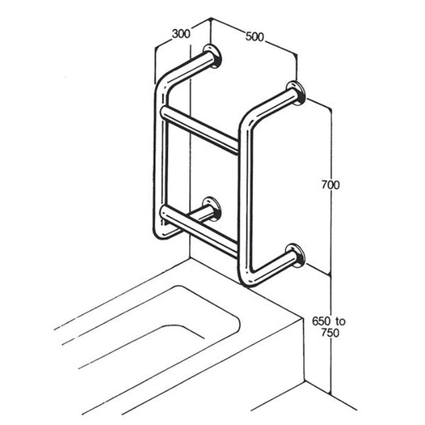 Stainless Steel Bath Rail 32mm AC0670
