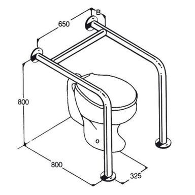 Stainless Steel Toilet Rails 32mm AC0340