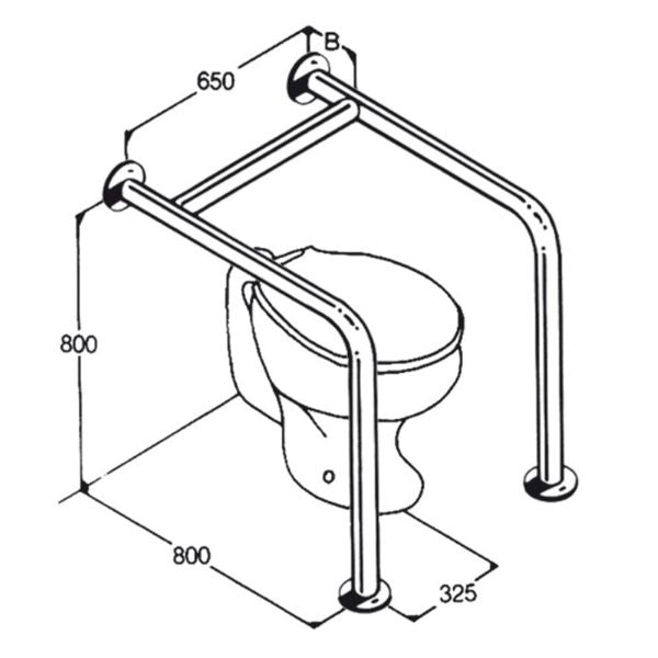Stainless Steel Toilet Rails 32mm AC0340