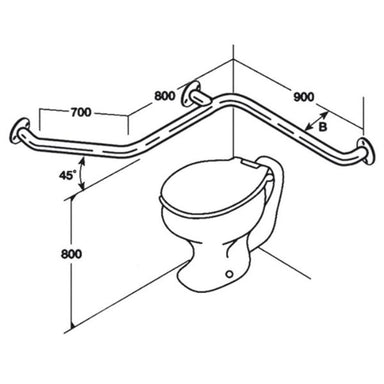 Stainless Steel Toilet Rails 32mm AC0430