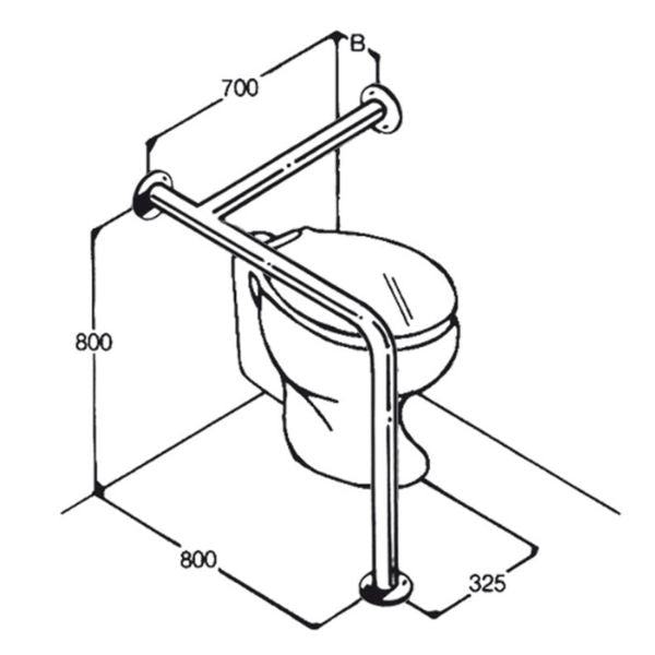 Stainless Steel Toilet Rails 32mm AC0680. Sturdy, Supportive, and Reliable.