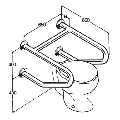 Stainless Steel Toilet Rails 32mm AC0700