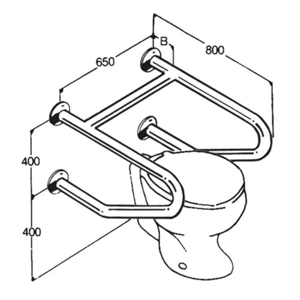 Stainless Steel Toilet Rails 32mm AC0700